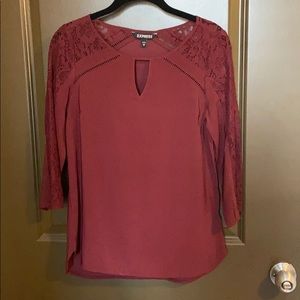 Laced Maroon Shirt from Express - Size XS